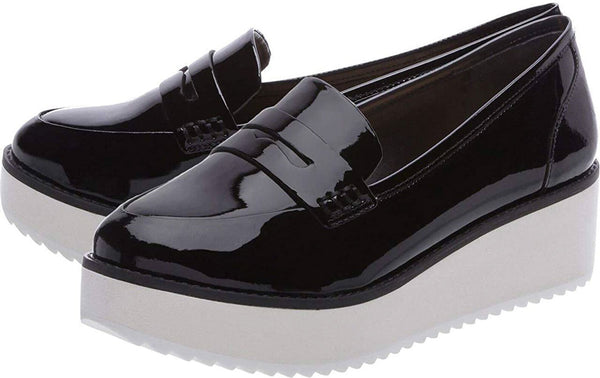 Schutz Black Box Leather Platform Flatform Everyday Comfortable Oxford Loafer