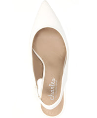 Charles by Charles David Amy White Slingback Low-Heel Classic Pump Shoes
